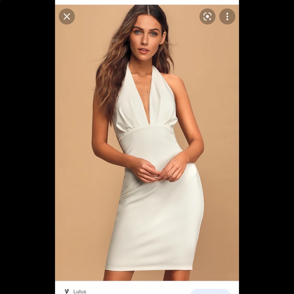 Lulu, NWT, white v neck halter dress, size small